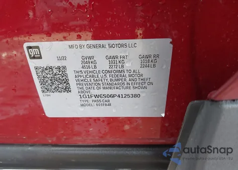 2023 Chevrolet Bolt Ev Fwd 1Lt z USA, uszkodzony, nr VIN 1G1FW6S06P4125380